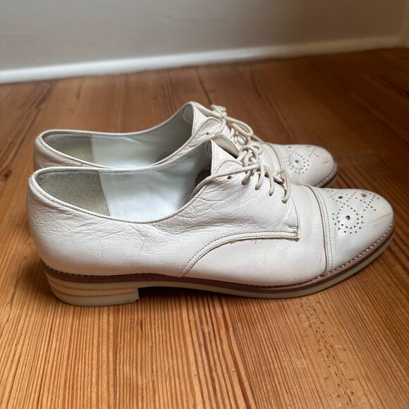 Lanvin vintage white leather lace oxford shoes SIZE 25.5/9.5 - Picture 2 of 8